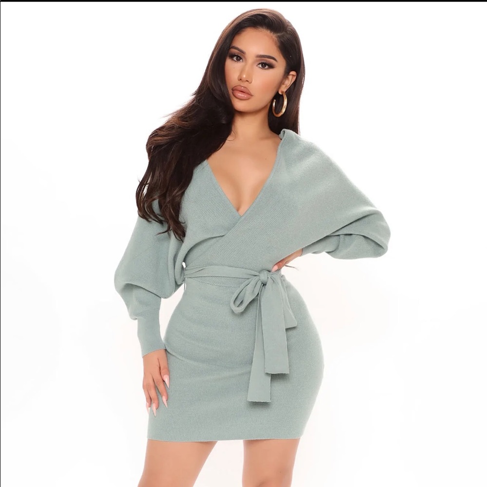 Green sweater dress